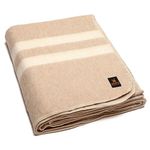 Thick Alpaca Wool Blanket Heavyweight Camping Outdoors Indoors Soft Peru King Size Stripes Design (Beige - Ivory, King Size)