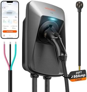 WOLFBOX Level 2 ev Charger 50 Amp J1772,Hardwired ev Charger Level 2 with NEMA 14-50 Plug 25ft Cable,Smart APP&RFID Card Control,240V Electric Vehicle Charging Station for Electric Automobile(WE50)
