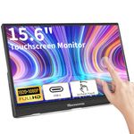 Portable monitor Touchscreen, 15.6inch Monitor IPS FHD 1920x1080 300cd/m² Touch Display USB C/HDMI Monitor with Dual Speakers, Ultra-thin for Xbox/Raspberry Pi/Laptop/PC/PS4/5, PC Monitor 15.6"