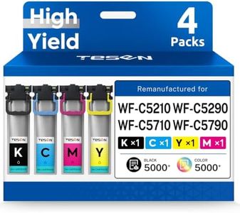 TESEN Remanufactured T902XL Ink Cartridge Replacement for T902 XL 902XL Use with WF-C5210 WF-C5290 WF-C5710 WF-C5790 (Black/Magenta/Cyan/Yellow, North American Version)