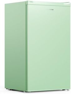 Upstreman 3.2 Cu.Ft Mini Fridge with Freezer, Single Door Mini Fridge, Dorm Fridge, Adjustable Thermostat, Mini Refrigerator for Bedroom, Office, Dorm, Green-BR321