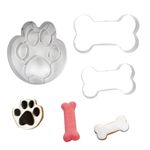 3 Piece Dog Paw and Bone Cookie Cutters,Stainless Steel Biscuit Cutters Dog Treats Cookie Cutter for Homemade Treats and Baking