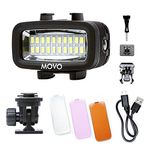 Movo LED-WP Underwater High-Power Rechargeable LED Video Light with Action Camera and Shoe Mounts, Compatible with GoPro, DSLR - Perfect for Vlogging, Traveling, Scuba Diving, snorkel, surfing , Sport