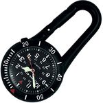 JAS KLOX Carabiner Clip-on Watch, Great for Nurses, Paramedics, Hikers, Seniors, Black/Black, Quartz Movement