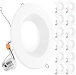 Sunco 12 Pack Retrofit LED Recessed 6 Inch, 6000K Daylight Deluxe, Dimmable Can Lights, Baffle Trim, 13W=75W, 1050 LM, Damp Rated - ETL