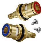 2 Sets Replacement Ceramic Tap Cartridge 1/4 Turn 20 Spline,Tap Glands Seals Repair Kit,Tap Valve for Shower Bathroom Taps with Washers,Solid Brass Ceramic