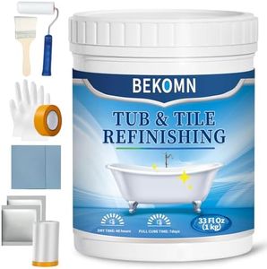 BEKOMN Tub Paint,Tub and Tile Refinishing Kit 33oz with Tools,Bathtub Paint White Water-based Low Odor,Easy to Use for Sink Kitchen Bathroom,Semi-Gloss,50-55sq.ft