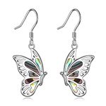 CRMAD Butterfly Earring for Women Sterling Silver Abalone Butterfly Drop Earring Jewelry Birthday Gift for Mom Daughter Girl (butterfly)