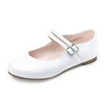 MIXIN Girls Dress Shoes Mary Jane Shoes for Girl Ballet Flats Back to School Princess Wedding Shoes White 5