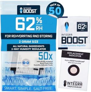 Integra Boost 2-Way Humidity Control Pack - Preserve Flavor & Control Humidity at 62% RH - Moisture Absorber for Herbs, Spices & More - 2 Gram (Pack of 50)