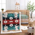 The Peanutshell Woodland Baby Crib Bedding Set for Boys or Girls, 4pc Organic Cotton Crib Comforter Set, Western, Tribal, Aztec, Buffalo, Fox, Bear, Deer Nursery Decor