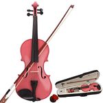 4/4 Full Size Acoustic Violin Fiddle Set for Adult Beginners Students with Violin Case, Bow, Rosin (Pink)