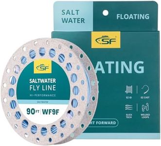 SF Saltwater Fly Line with Welded Loop Weight Forward Floating Line Braided Multifilament Core Light Blue Resistant Corrosion for Saltwater 90FT WF9F