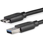 StarTech.com 2m 6ft Slim USB 3.0 A to Micro B Cable M/M - Mobile Charge Sync USB 3.0 Micro B Cable for Smartphones and Tablets (USB3AUB2MS)