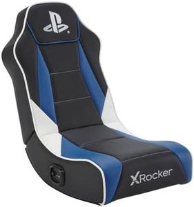 X-Rocker PlayStation Geist 2.0 Floor Rocker, Audio Gaming Chair - Headrest Speakers, Ergonomic Support, Foldable Rocking Base, Wipe-Clean Faux Leather for Kids & Teens - Black & Blue - Licensed