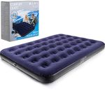 Comfort Quest Double Airbed, Inflatable Guest Air Bed, Blow Up Camping Mattress, Flocked Surface, Coil Beam Construction, L191cm x W137cm x D22cm, Max Weight 295kg