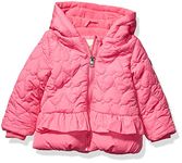 Jessica Simpson Baby Girls' Puffer Jacket Down Alternative Coat, Ruffle Medium Pink, 24M US