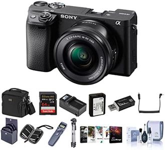 Sony Alpha a6400 Mirrorless Digital Camera with 16-50mm Lens - Bundle w/Bag, SD Card & Reader, Battery, Cleaning Kit, Card Case, Tripod, Editing Software, Release Transmitter & Cable, 40.5mm Filters