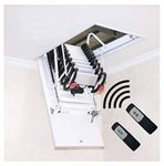 Electric attic Stairs with handrails Remote Control Ceiling Folding Telescopic Step-Ladder Hatch Customization (Hole Size:60 * 140cm-Height:350cm)