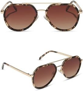 DIFF Joey Oversized Aviator Sunglasses for Women and Men | UV400 Polarized Protection | Espresso Tortoise + Brown Gradient
