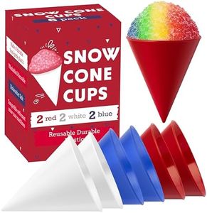[6 Pack] Plastic Reusable Snow Cone Cups for Your Snow Cone Maker - No Leak, Durable Shaved Ice Cone Cups - 6 oz Snow Cone Cup for Slushies, Shaved Ice Syrup or Juice - Family Pack Snow Cone Cups