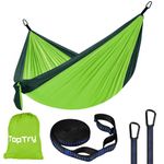 Camping Hammock, Single & Double Hammock Premium Quality Nylon with 2 Tree Straps and 2 Metal Hooks, Lightweight for Backpacking, Camping Gear for Outdoor, Backpacking, Travel, Beach, Hiking