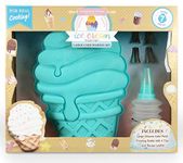 Handstand Kitchen Ice Cream Parlor 7-piece Swirl Cone Shaped Real Cake Baking Set with Recipes for Kids