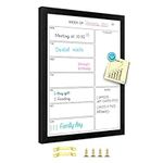 Aitakatta Weekly Dry Erase Whiteboard Calendar, 15.7"x11.8" Magnetic Surface Memo Board, Minimal Design Weekly Planner for Wall, Black Wood Frame Dry Erase Board for Office School Home(ZLBB-S-BK-3040)