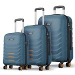 Safari Crescent 8 Wheels Set of 3 (Cabin + Medium + Large) Trolley Bags Hard Case Polycarbonate 360 Degree Wheeling Luggage, Travel Bags, Suitcase for Travel, Trolley Bags for Travel, Ink Blue