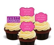 Made4You Just Divorced - Funny Edible Cupcake Toppers - Stand-up Wafer Cake Decorations (Pack of 12)