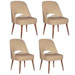 WOODEN SPACE Soft Serenity Velvet Dining Chairs | Rosewood Legs | Comfortable & Stylish for Dining Room, Living Room, Bedroom, Cafe, or Restaurant | 1-Year Warranty (Cream Pack of 4)