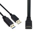 cablecc 6840734 Black USB 3.0 Female to Dual USB Male Extra Power Data Y Extension Cable for 2.5 inch Mobile Hard Disk