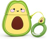 Yonocosta Cute Airpods Case, Airpods 2 Case, Funny 3D Cartoon Fruit Avocado Case, Soft Silicone Full Protection Shockproof Charging Case Cover with Keychain Airpods 1&2 case for Kids Girls Boys Women