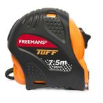FREEMANS TUFF 7.5m:25mm Steel Inchi Measuring Tape -7.5m with a Non Slip Rubber Covered ABS case || Double Side Printing || Click Action Front Lock and Belt Clip