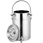 304 Stainless Steel Milk Can with Spigot 1.3 Gallon 5 Liter Metal Water Beverage Drink Dispenser Milk Pail Bucket for Milk Wine Oil