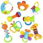 Baby Toys Rattles Teether and Shakers 9 PCS, Baby Newborn Gift Set for Hand Development Early Educational Toys for 3, 6, 9, 12 Month Newborn Toddler