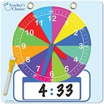 Teacher's Choice Writable Dry Erase Learning Clock | Large 12" Demonstration Teaching Time Practice Clock with Dry Erase Writing Surface | Marker Included | (Rainbow)