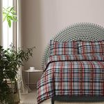 Azores Home Cotton Flannel King Duvet Cover Set, Oversized, Wrinkle Resistant, Soft Touch, Includes One Duvet Cover and Two Sham Pillowcases, 170GSM, Brentwood Plaid/Brown