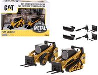 Set of 2 Pieces CAT Caterpillar 272D2 Skid Steer Loader and CAT Caterpillar 297D2 Multi Terrain Track Loader with Accessories 1/64 Diecast Models by Diecast Masters 85609