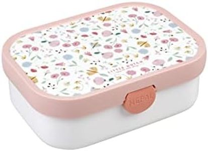 Mepal Little Dutch Children's Lunch Box - Bento Box Children - Lunch Box Children with Compartments & Fork - Meal Prep Box with Clip Closure - BPA Free & Dishwasher Safe - 750 ml - Flowers and