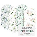 Gllquen Baby Bassinet Sheets 4 Pack, Breathable Cozy Fitted Mattress Sheet, Elastic Travel Crib Fashionable Floral Pattern, Standard Cradle Safe Sheets for Baby Boy Girls 32"X16"(Greenery)