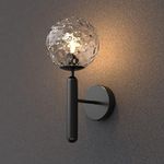 Modern Wall Sconce Wall Light, Indoor Globe Glass Wall Lighting Wall Decor Wall Sconce Lamp Fixture for Bedside Bedroom Bathroom Living Room (Black)