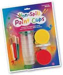 POPULAR PLAYTHINGS Set of 6 Non Spill Paint Cups with Lids and 6 Mini Chubby Paintbrushes for Kids
