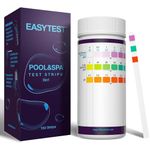 EASYTEST Hot Tub Test Strips, 150 Strips Pool and Spa Test for pH,Total Alkalinity,Free Chlorine and Bromine, Accurate 3 in 1 Pool Water Testing Kit