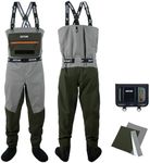 Goture 5-Layer Waterproof Chest Waders for Men & Women - Lightweight & Breathable Fishing Waders, Handwarmer, Multiple Storage Pockets, Adjustable Waist Belt, for Outdoor Hunting, Hiking