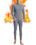 Runhit Thermal Underwear for Men Long Johns Men Soft Long Underwear for Men Thermal Shirts Fleece Lined Pants Winter Set Gray Gray L