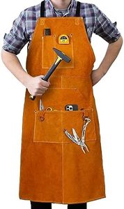 Houseables Leather Apron, Woodworking, Welding with Tool Pockets, 42x24”, Tan, S - 4X, Work Aprons for Men, Blacksmith, Carpenter, Wood Shop, Welders, Woodworker, Metal Forge, Machinist, Craft Worker
