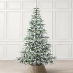 CHRISTOW 7ft Alpine Fir Christmas Tree with Snow, Luxury Artificial Flocked Indoor Home Xmas Decoration, Natural Looking Dual Tone PVC Needles, Easy Assembly with Stand (tree skirt not included)