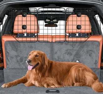 CASIMR Dog Car Barrier for SUVs, Vehicles, Trucks, Cars, Adjustable Pet Divider Cargo Area Universal-Fit, Folding Design for Easy Storage, Heavy-Duty Wire Mesh Barriers Safety Travel Accessories