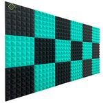 YGM Acoustic Foams® Pyramid Acoustic (Set of 12), 50 Density Foam Panels,12" X 12" X 2 Inches, Premium Grade Soundproofing Studio Noise, Echo Reduction and Absorption (6 Green + 6 Black)